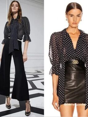 Alexis Calixte secretary bow chiffon top